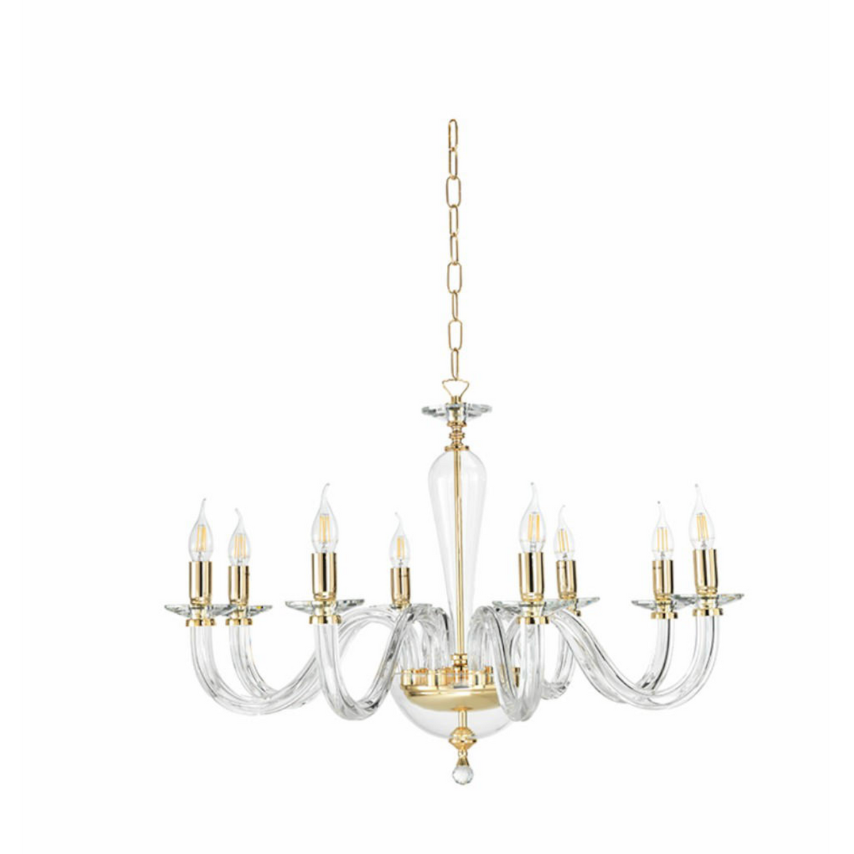 Ravel-8 lampadario classico 8 luci vetro cristallo oro Ondaluce E14 10W